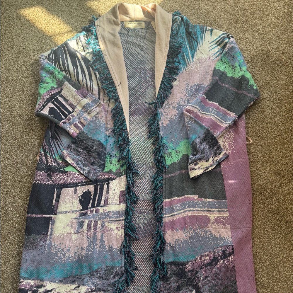 ANTHROPOLOGIE Colorful Women's Sweater with Fringe Detail SZ M - Picture 3 of 4